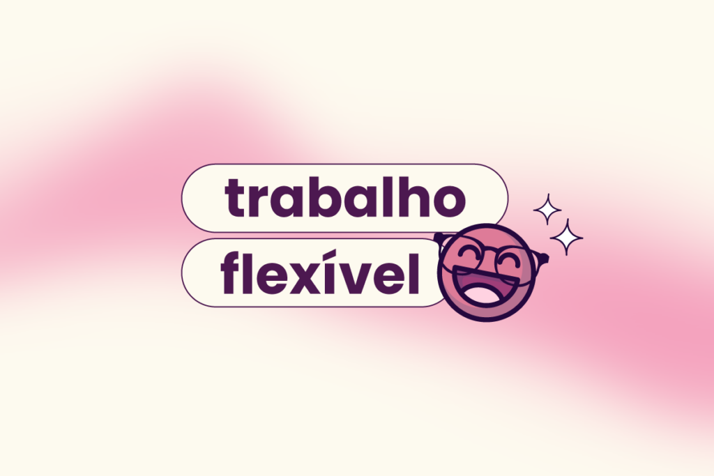 Capa com fundo rosa e roxo. No título: "trabalho flexível".