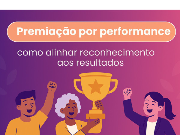 A imagem é um design gráfico (provavelmente um banner ou capa de artigo/material) com o tema de premiação, reconhecimento e gestão de desempenho.
