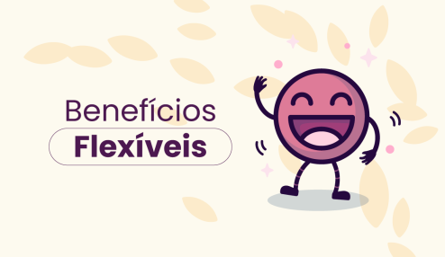 Fundo bege com o mascote da Eva do lado direito do título: "benefícios flexíveis".