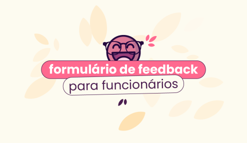 Fundo rosa com rosto feliz do mascote da Eva e, no título, "formulário de feedback para funcionários".