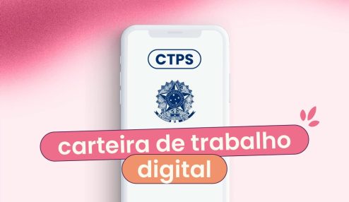 O aplicativo da carteira de trabalho digital em um celular, representando como acessar a carteira de trabalho digital.
